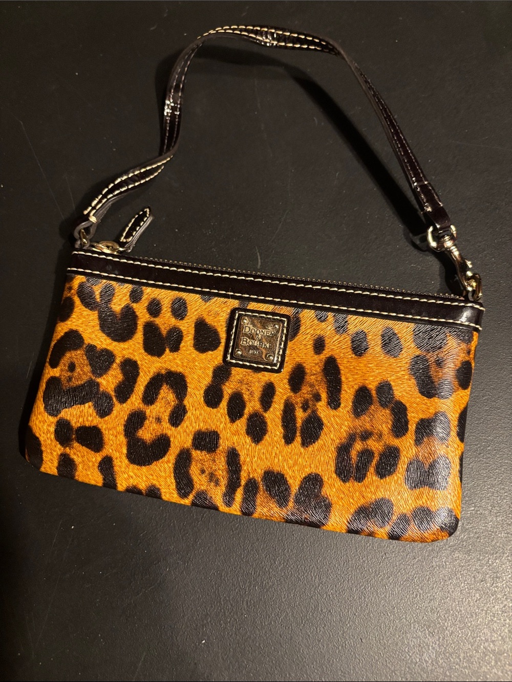 Dooney & Bourke Leopard Print Wristlet - Orange/Black